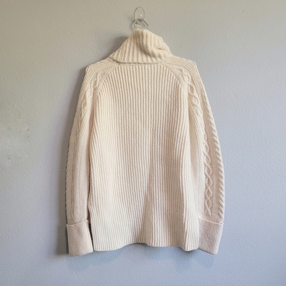 Madewell Women's Size M Cable Knit Turtleneck Sweater Ivory Color Classic - Picture 2 of 3